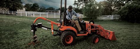 pole hole digger sub compact tractor|kubota post hole digger attachment.